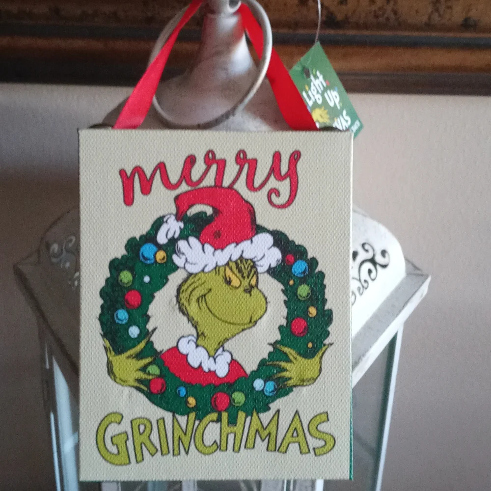Grinch Light Up Canvas Ornament